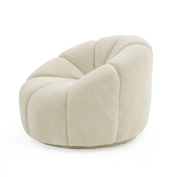 Divani Casa Gadson - Contemporary White Sherpa Swivel Chair Accent Chair
