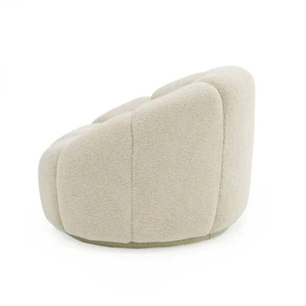 Divani Casa Gadson - Contemporary White Sherpa Swivel Chair Accent Chair - Image 2