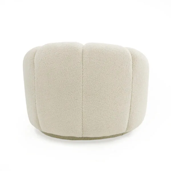 Divani Casa Gadson - Contemporary White Sherpa Swivel Chair Accent Chair - Image 3