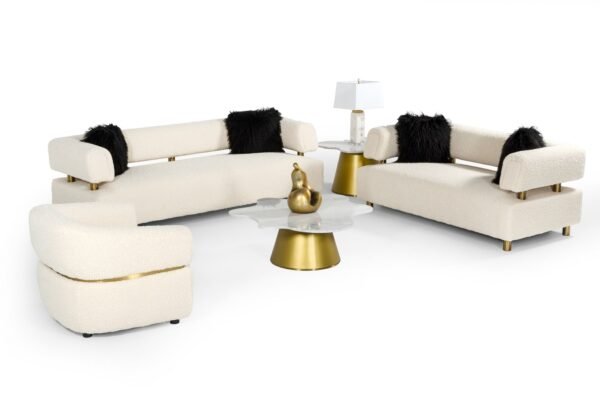 Divani Casa Gannet - Glam Beige Fabric Sofa - Image 2