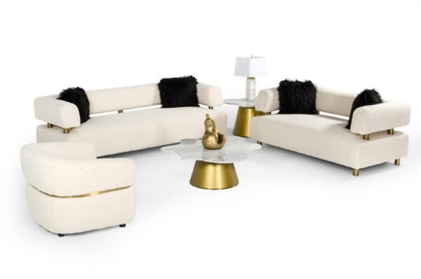 Divani Casa Gannet - Glam Beige Fabric Chair - Image 3