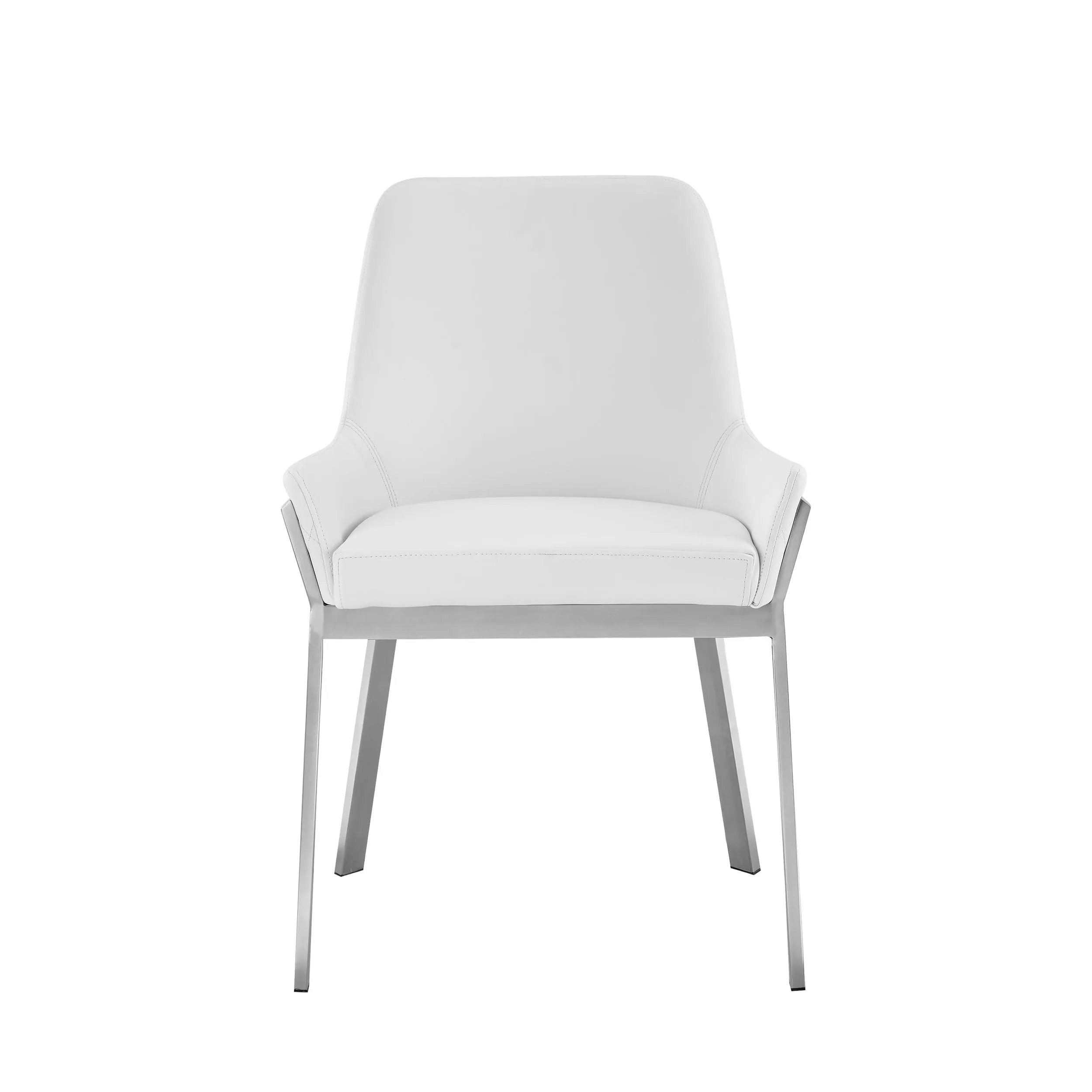 Modrest Ganon - Modern White & Brushed Stainless Steel Dining Chair