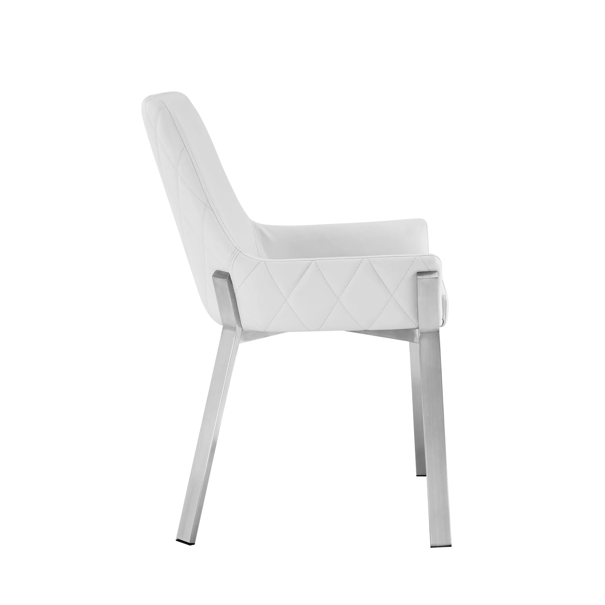 Modrest Ganon - Modern White & Brushed Stainless Steel Dining Chair - Image 2
