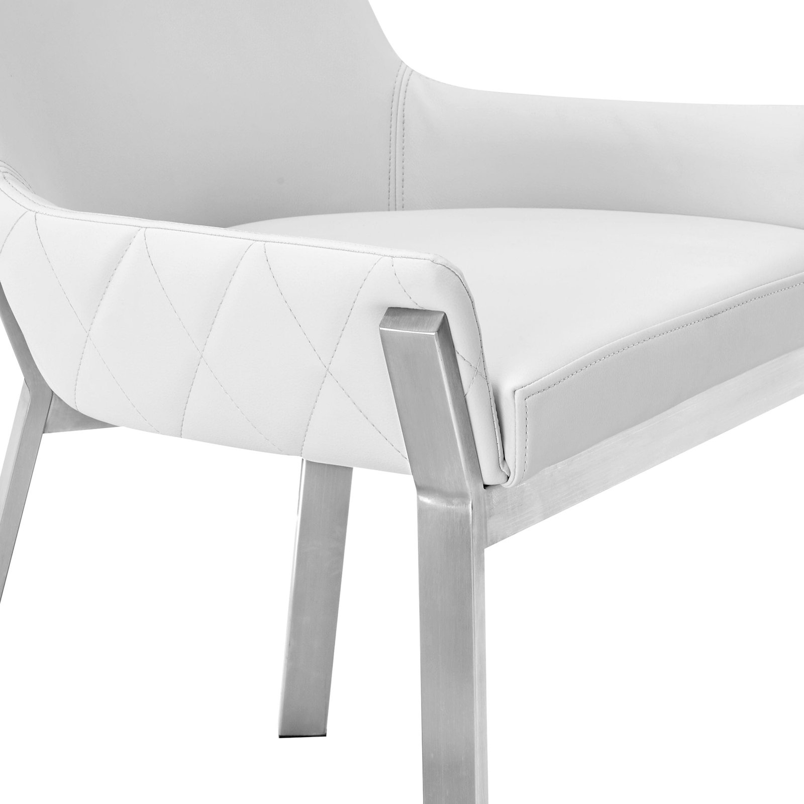 Modrest Ganon - Modern White & Brushed Stainless Steel Dining Chair 3 Modrest Ganon - Modern White & Brushed Stainless Steel Dining Chair - Image 3