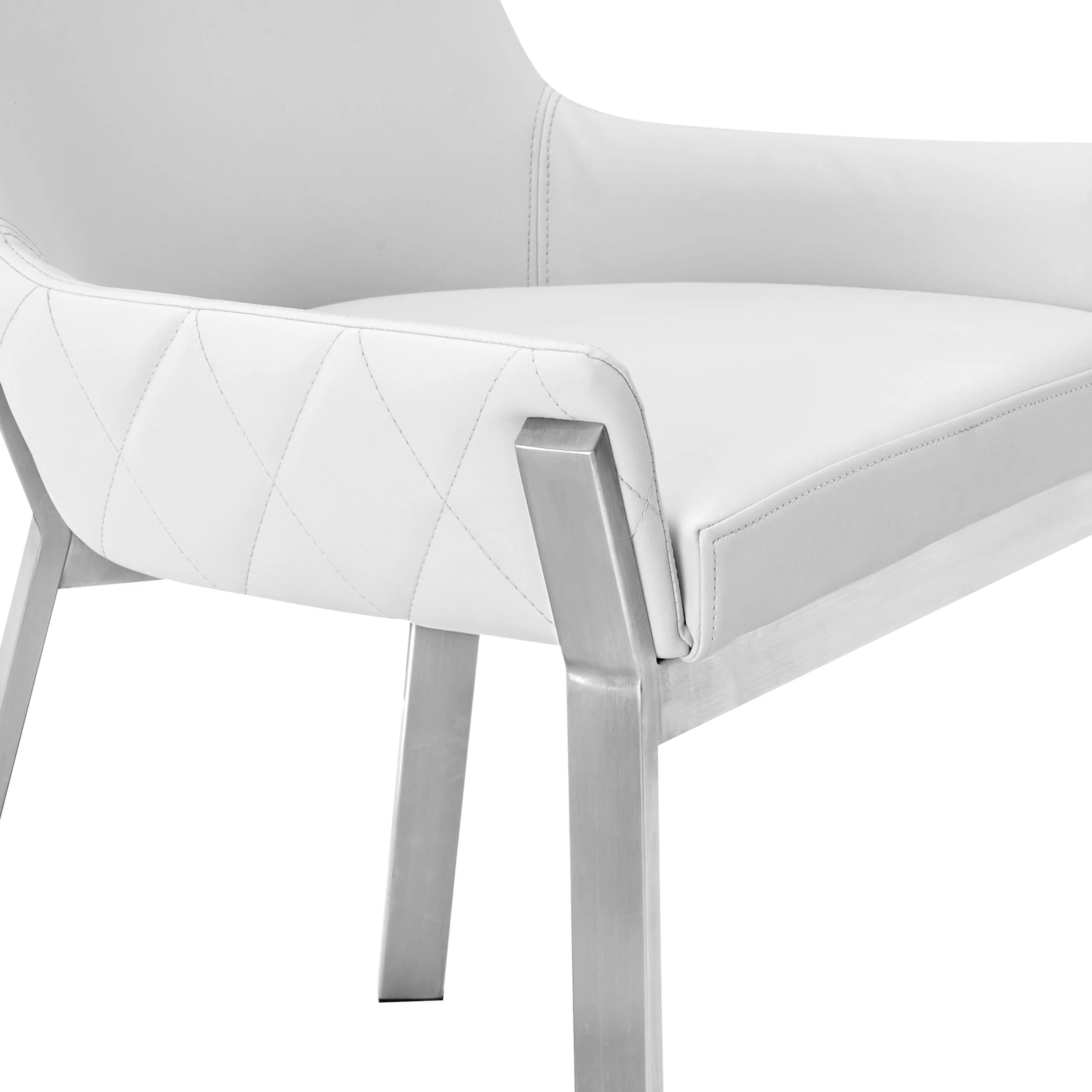 Modrest Ganon - Modern White & Brushed Stainless Steel Dining Chair - Image 3