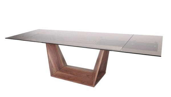 Modrest Babia Modern Smoked Glass & Walnut Extendable Dining Table - Image 4