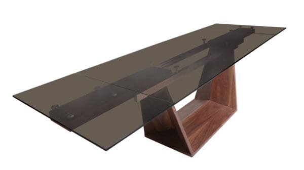 Modrest Babia Modern Smoked Glass & Walnut Extendable Dining Table - Image 3