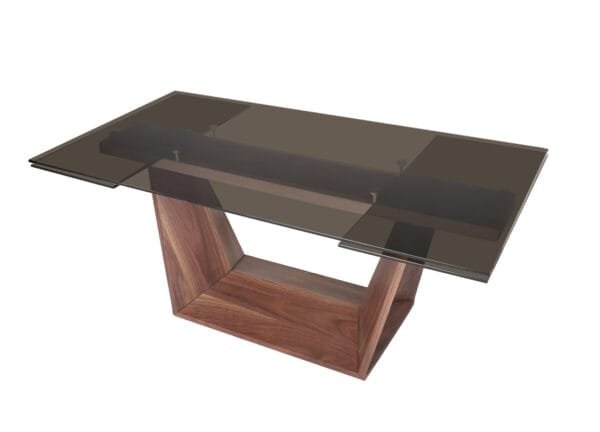 Modrest Babia Modern Smoked Glass & Walnut Extendable Dining Table - Image 2