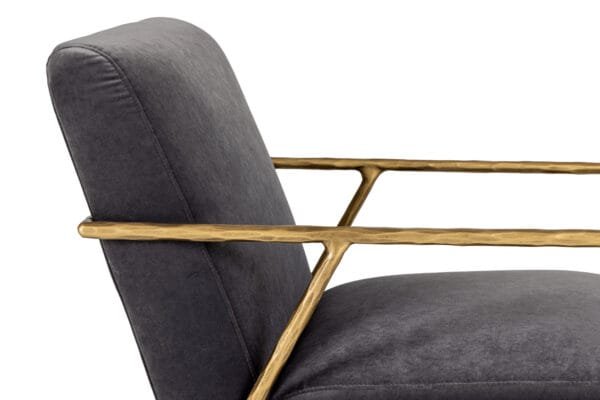 Modrest Gibbons - Modern Grey Velvet + Forged Gold Accent Chair - Image 4