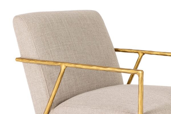 Modrest Gibbons - Modern Beige Linen + Forged Gold Accent Chair - Image 4