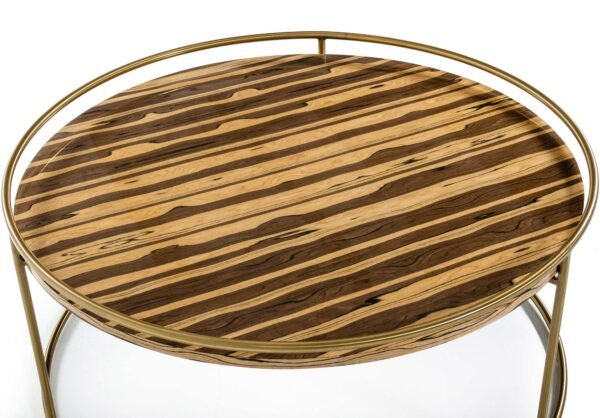 Modrest Gilcrest - Glam Brown and Gold Marble Coffee Table - Image 3