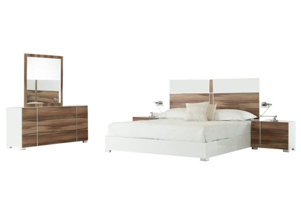 Nova Domus Giovanna Italian Mid-Century White and Cherry Q Bed - Image 2