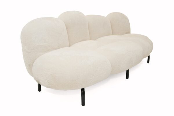 Divani Casa Glaster - Contemporary White Sherpa 88" Bubble Sofa