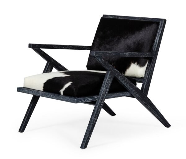 Modrest Hallam - Glam Black and White Cowhide Accent Chair - Image 4