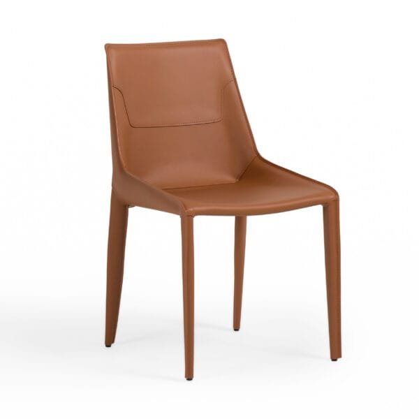 Modrest Halo - Modern Cognac Saddle Leather Dining Chair Set of Two - Image 2