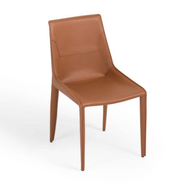 Modrest Halo - Modern Cognac Saddle Leather Dining Chair Set of Two - Image 3