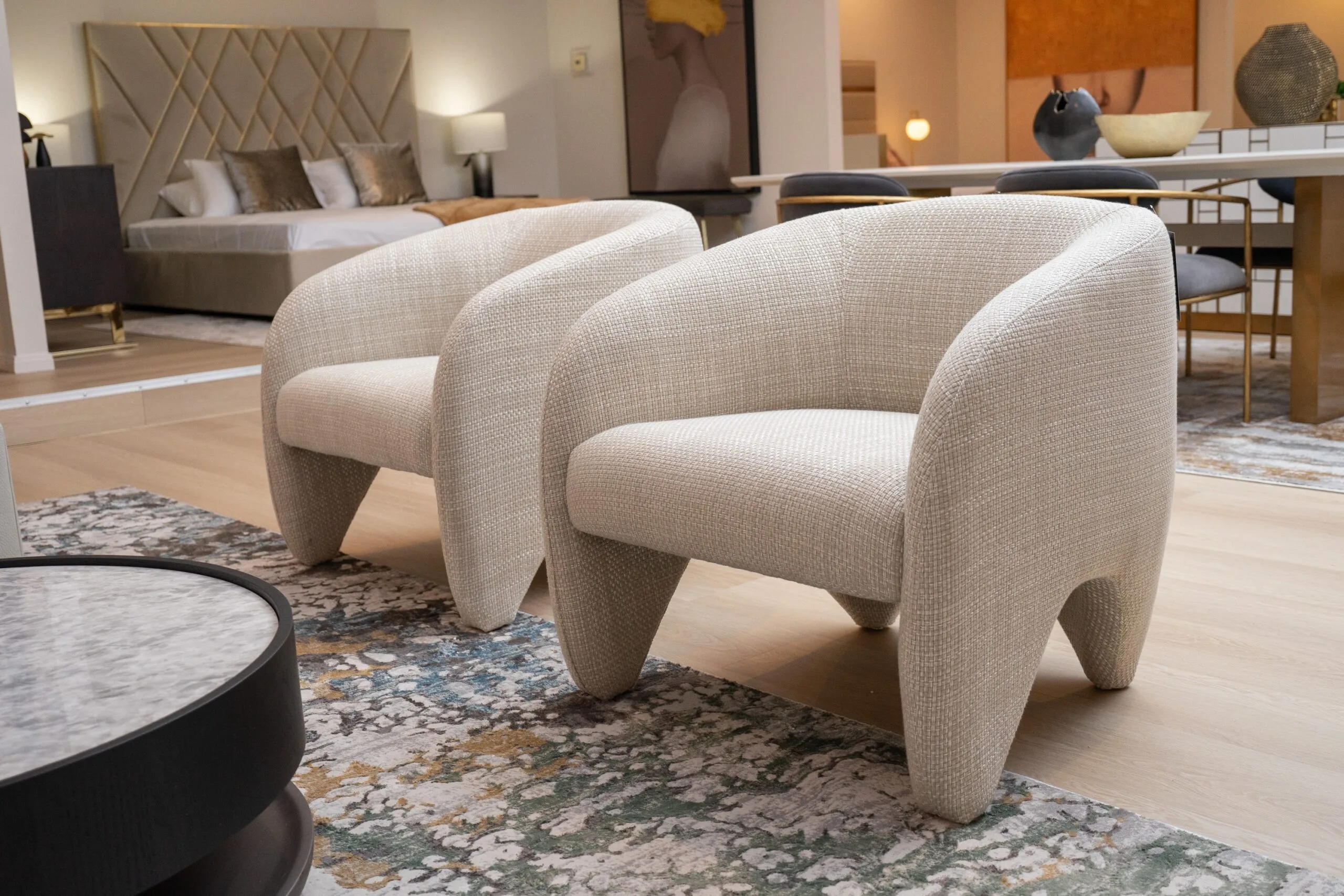 Modrest Halton - Modern Beige Fabric Accent Chair - Image 5