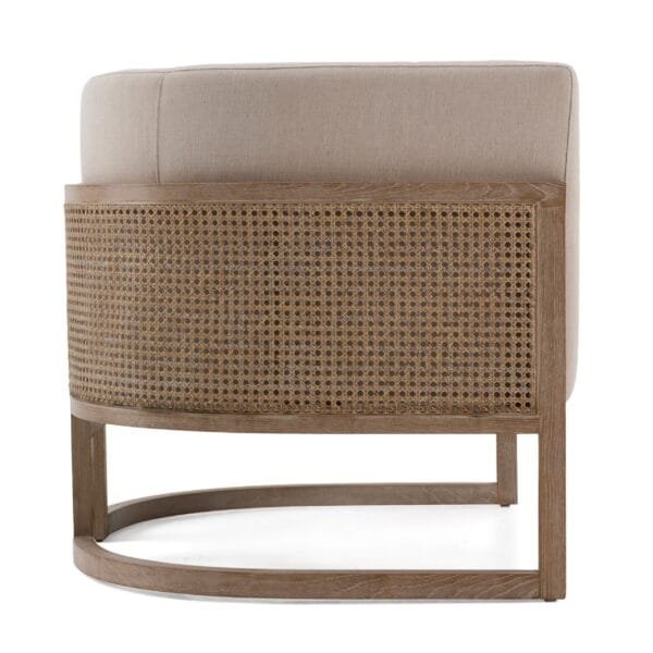 Modrest Haney - Modern Grey Fabric + Grey Oak+ Rattan Accent Chair - Image 2