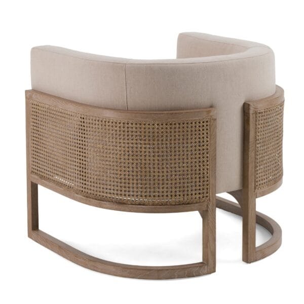 Modrest Haney - Modern Grey Fabric + Grey Oak+ Rattan Accent Chair - Image 4