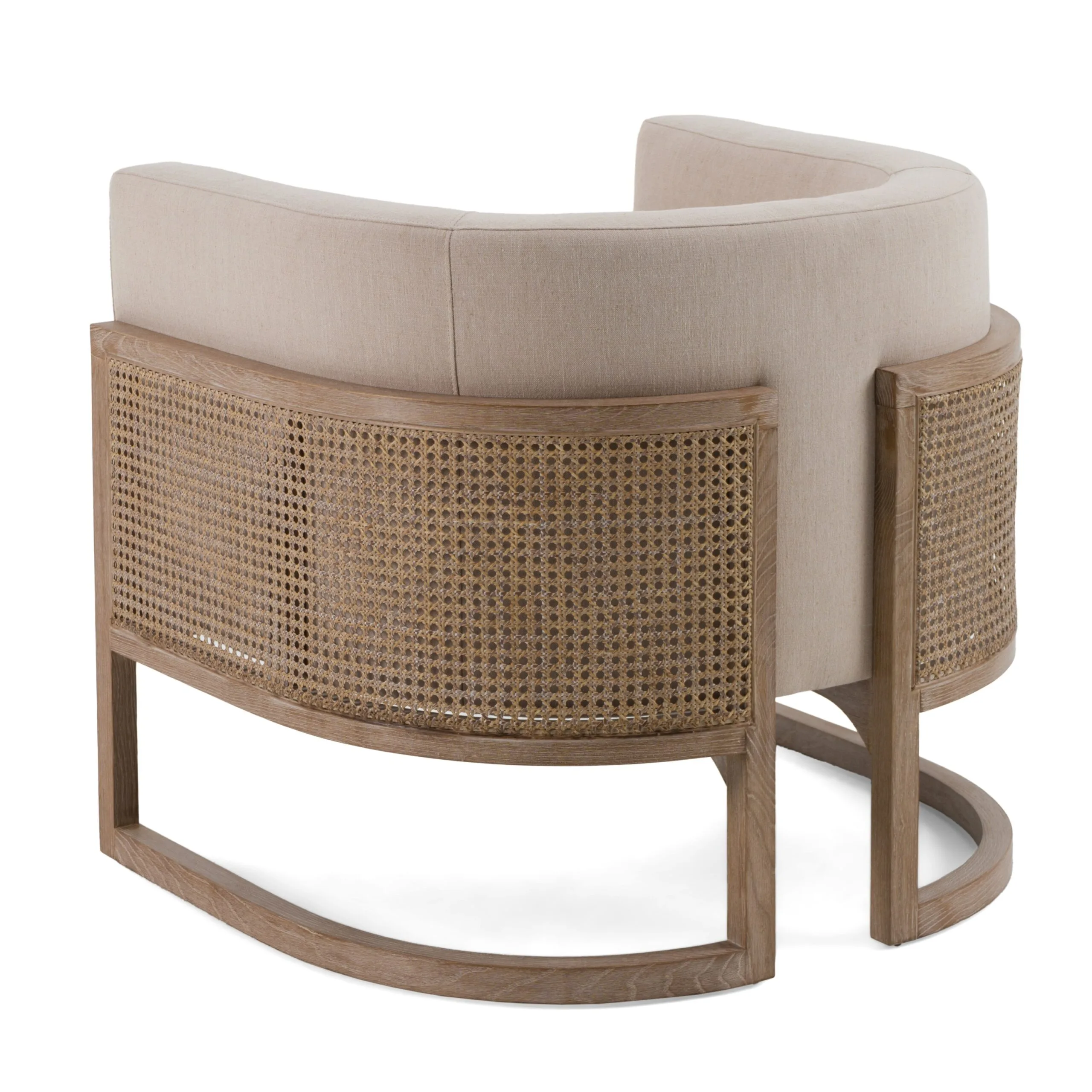 Modrest Haney - Modern Grey Fabric + Grey Oak+ Rattan Accent Chair 4 Modrest Haney - Modern Grey Fabric + Grey Oak+ Rattan Accent Chair - Image 4