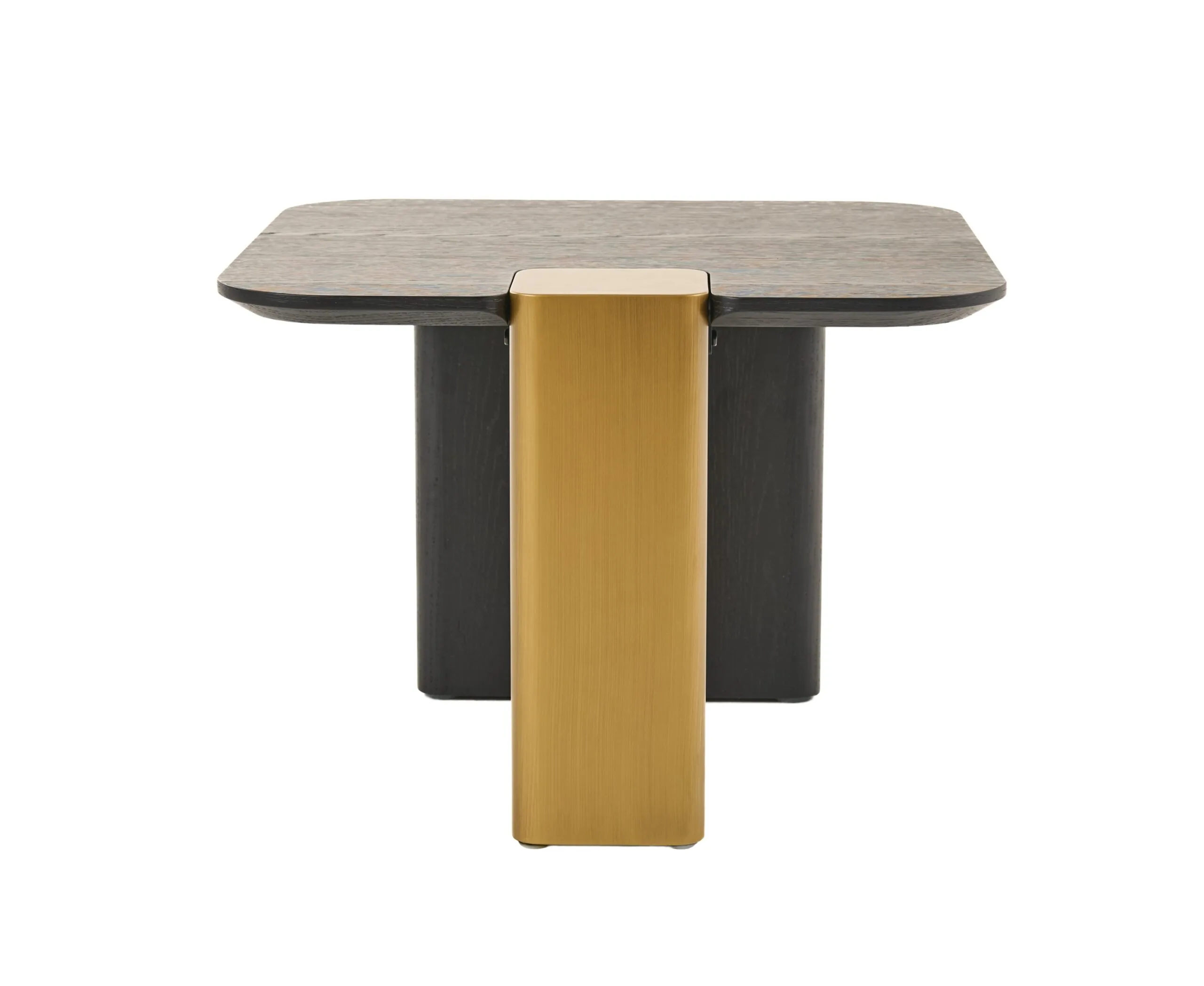 Modrest Harold - Modern Black + Brushed Gold Oak Square Coffee Table Set - Image 2