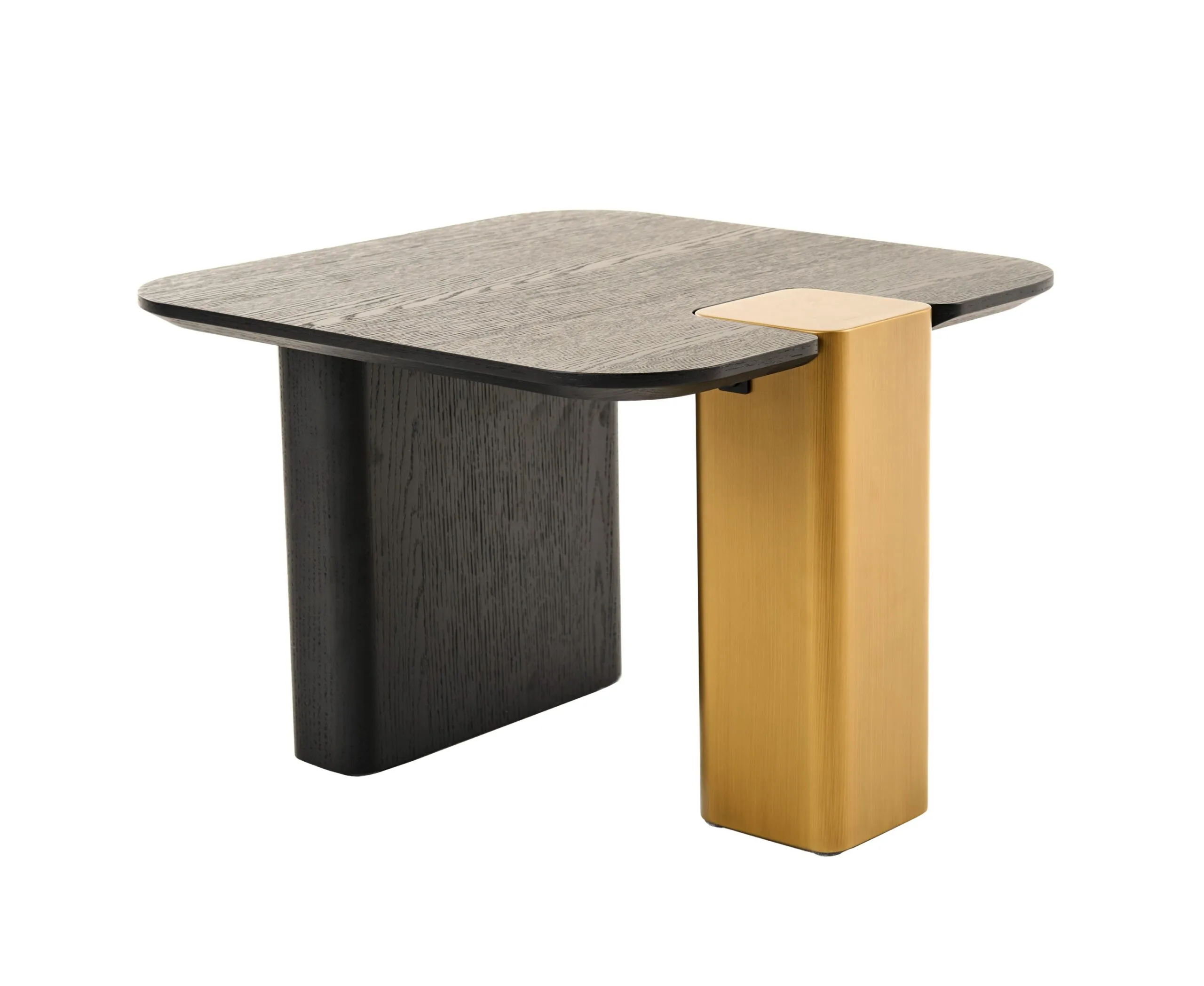 Modrest Harold - Modern Black + Brushed Gold Oak Square Coffee Table Set - Image 3