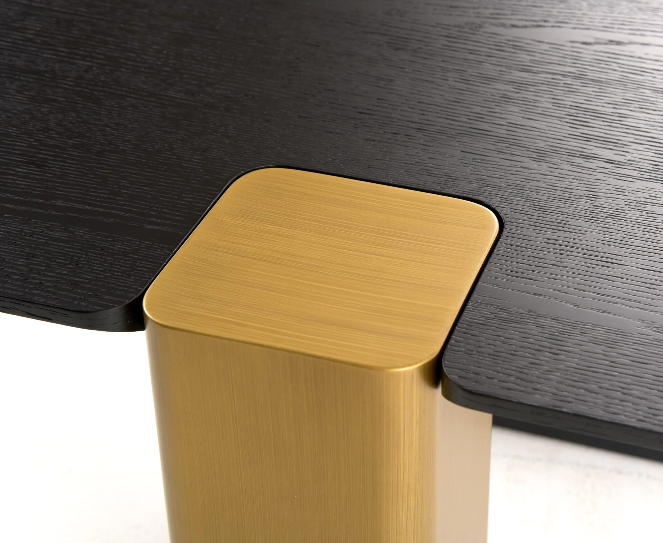 Modrest Harold - Modern Black + Brushed Gold Oak Square Coffee Table Set - Image 4