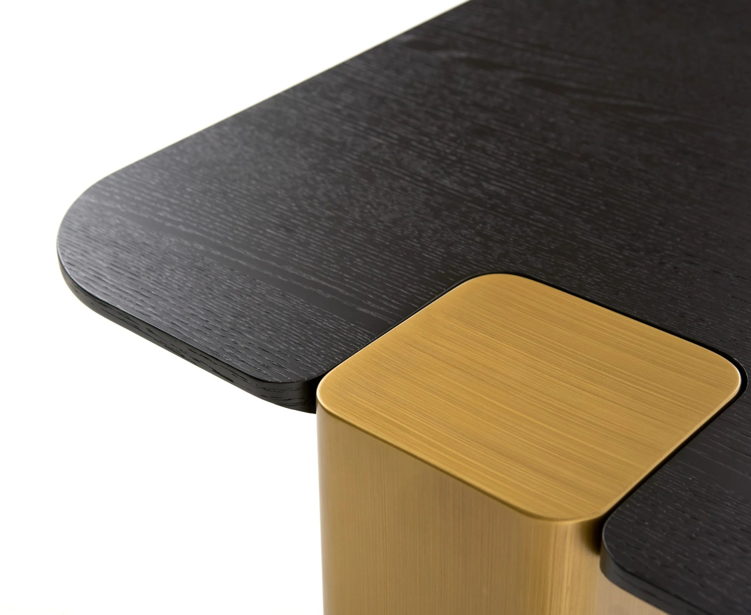 Modrest Harold - Modern Black + Brushed Gold Oak Square Coffee Table Set - Image 5