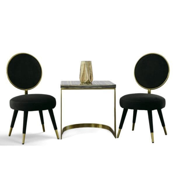 Modrest Haswell - Glam Black Velvet Accent Chair (Set of Two) - Image 5