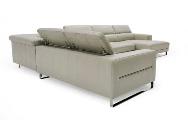 Divani Casa Hawkey - Contemporary Light Grey Leather RAF Chaise Sectional Sofa - Image 3