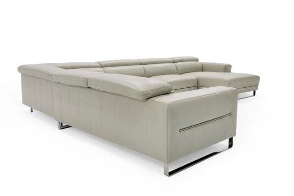 Divani Casa Hawkey - Contemporary Light Grey Leather RAF Chaise Sectional Sofa - Image 4