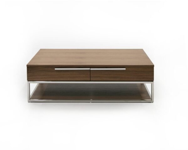 Modrest Heloise - Modern Walnut and Stainless Steel Coffee Table - Image 2