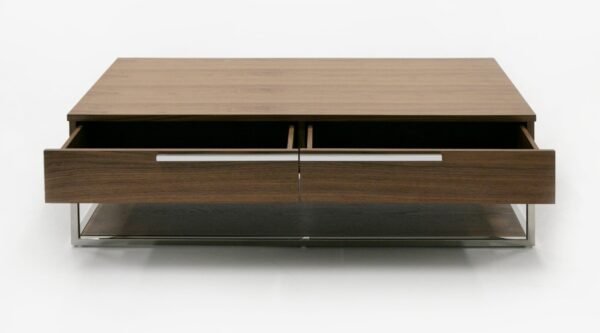 Modrest Heloise - Modern Walnut and Stainless Steel Coffee Table