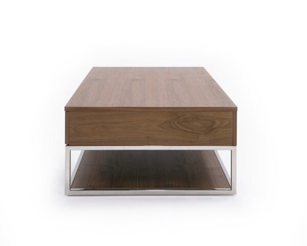 Modrest Heloise - Modern Walnut and Stainless Steel Coffee Table - Image 3