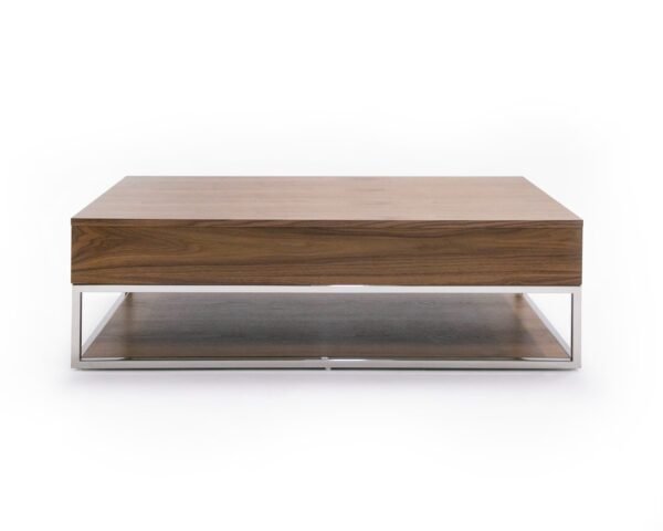 Modrest Heloise - Modern Walnut and Stainless Steel Coffee Table - Image 4