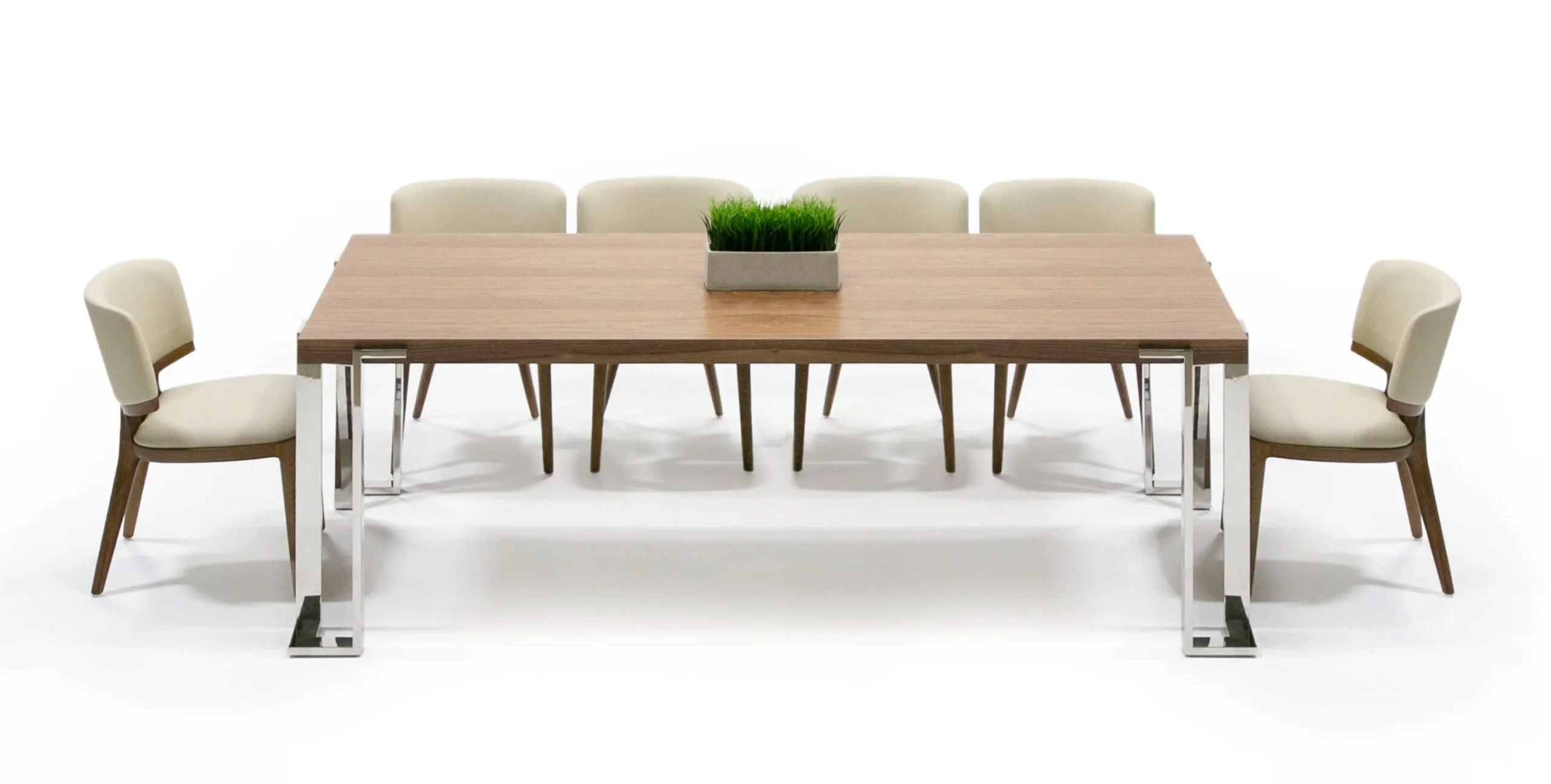 Modrest Heloise - Modern Walnut & Stainless Steel Dining Table - Image 4