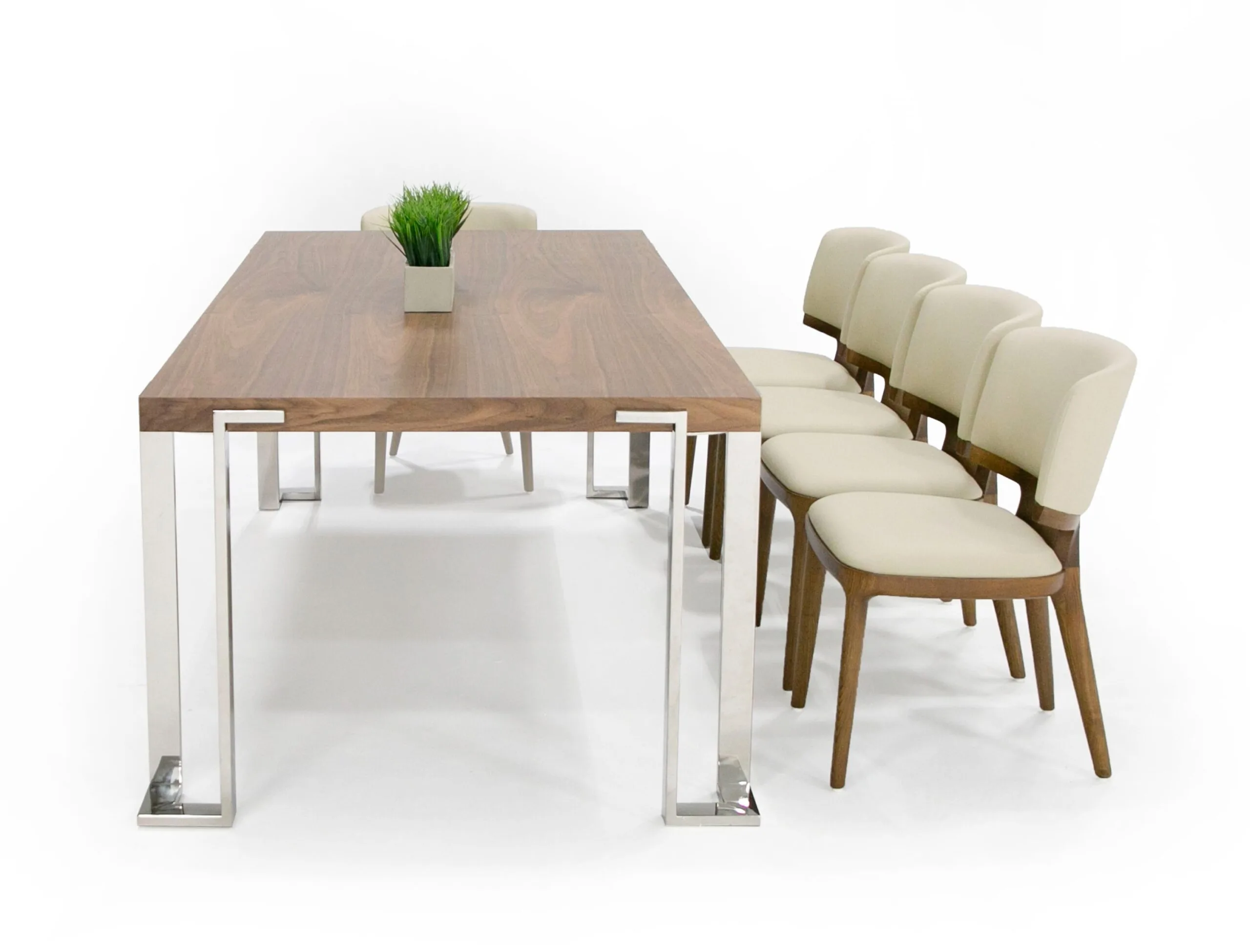 Modrest Heloise - Modern Walnut & Stainless Steel Dining Table - Image 5
