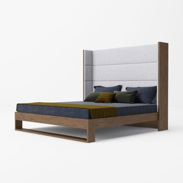 Modrest Helenora - Contemporary Grey Fabric & Walnut Trim Bed - Image 2