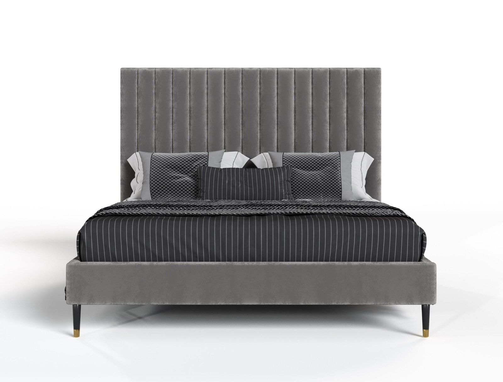 Modrest Hemlock - Modern Grey Velvet Bed 4 Modrest Hemlock - Modern Grey Velvet Bed - Image 4