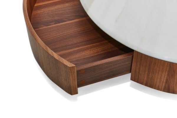 Nova Domus Hilton- Modern Walnut and White Marble Round Coffee Table - Image 3