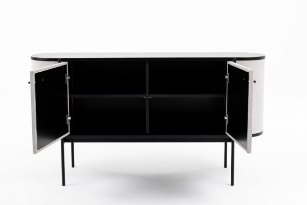 Modrest Hobart - Modern Beige Fabric & Black Metal Buffet - Image 2