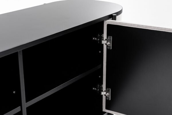 Modrest Hobart - Modern Beige Fabric & Black Metal Buffet - Image 3