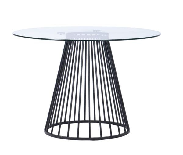 Modrest Holly - Modern Round Clear Glass and Black Dining Table - Image 2