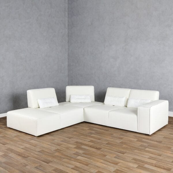 Lamod Italia Hollywood - Italian White Leather LAF Chaise Sectional Sofa