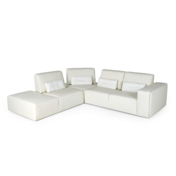 Lamod Italia Hollywood - Italian White Leather LAF Chaise Sectional Sofa - Image 2