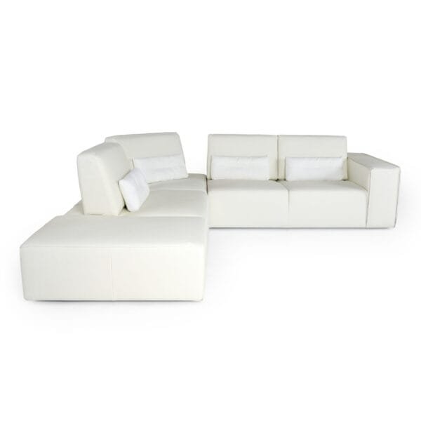 Lamod Italia Hollywood - Italian White Leather LAF Chaise Sectional Sofa - Image 3