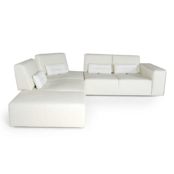 Lamod Italia Hollywood - Italian White Leather LAF Chaise Sectional Sofa - Image 4
