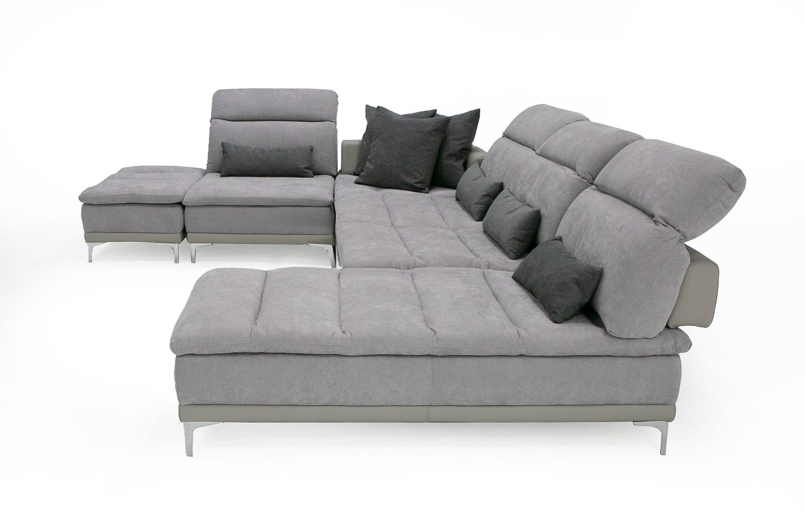 David Ferrari Horizon - Modern Grey Fabric + Grey Leather U Shaped Sectional Sofa 4 David Ferrari Horizon - Modern Grey Fabric + Grey Leather U Shaped Sectional Sofa - Image 4