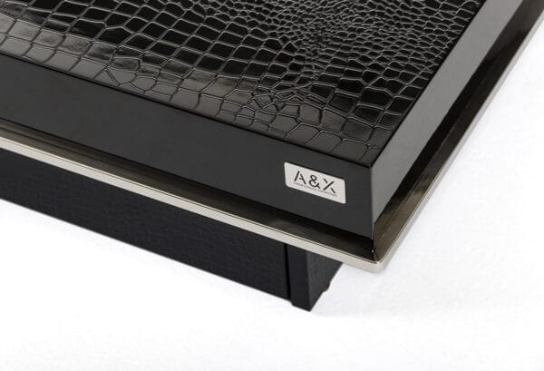 Horizon - Modern Black Crocodile Coffee Table w/ Pull Out Squares - Image 2