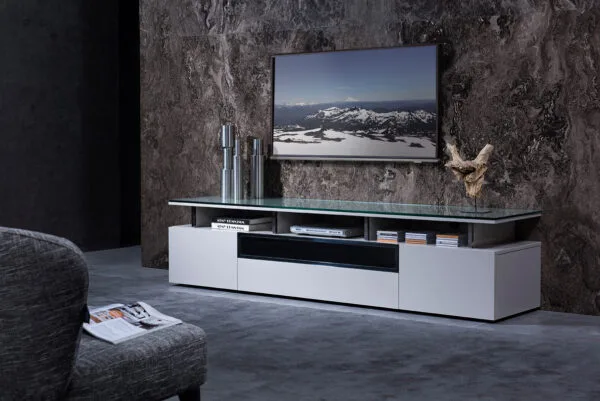 Modrest Hurst Contemporary Grey Gloss TV Stand - Image 2